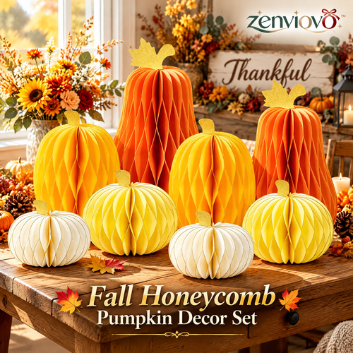 zenviovo™ Fall Honeycomb Pumpkin Decor Set
