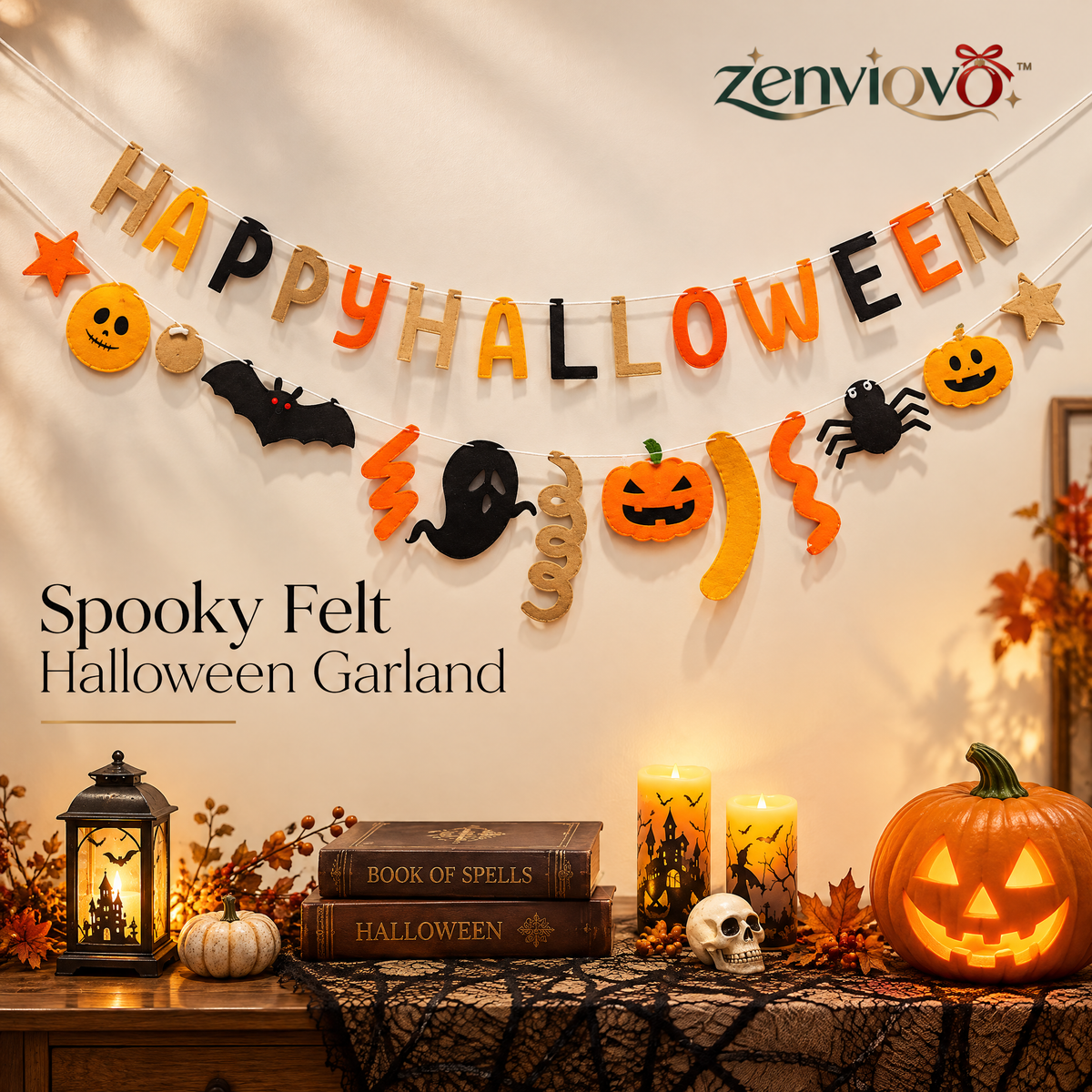 zenviovo™ Cute Cartoon Halloween Banner